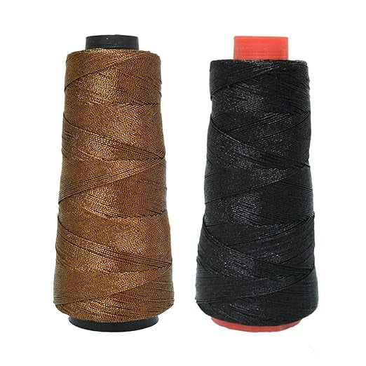 Embroiderymaterial 0.5 MM Thick Metallic Zari Threads for Jewellery Making, Bracelet Making, Aari Work, Embroidery Work, Dori/Rope, Safe to use in Machine 2 Rolls (274 Meters/Roll, Gold & Black)