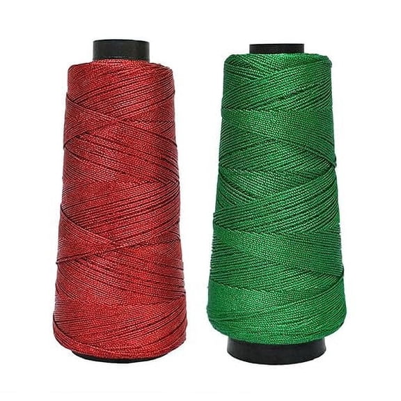 Embroiderymaterial 0.5 MM Thick Metallic Zari Threads for Jewellery Making, Bracelet Making, Aari Work, Embroidery Work, Dori/Rope, Safe to use in Machine 2 Rolls (274 Meters/Roll, Red & Green)