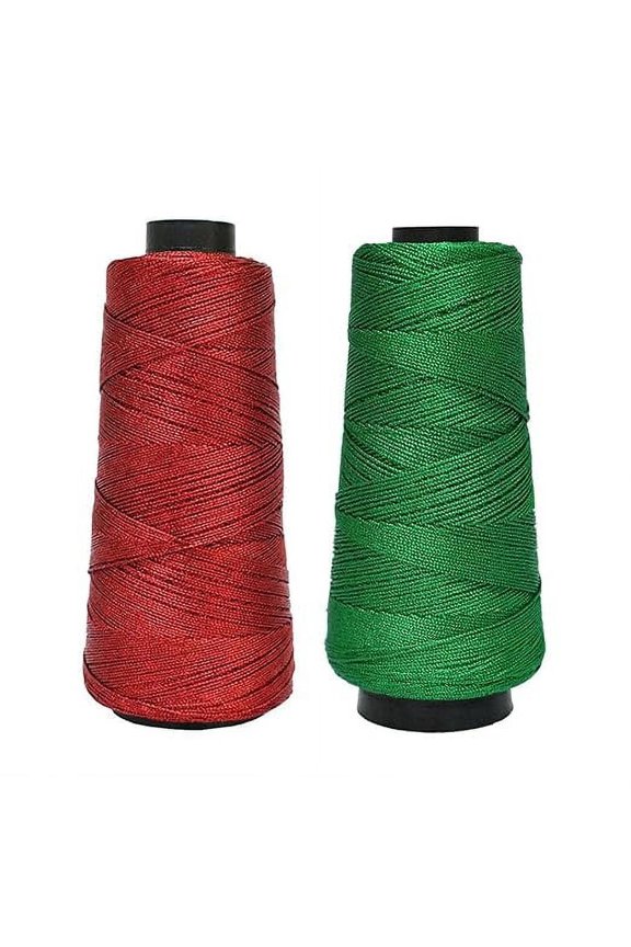 Embroiderymaterial 0.5 MM Thick Metallic Zari Threads for Jewellery Making, Bracelet Making, Aari Work, Embroidery Work, Dori/Rope, Safe to use in Machine 2 Rolls (274 Meters/Roll, Red & Green)