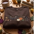 thumbnail image 1 of Embroly Bats and Pumpkins Embroidered Halloween Sweatshirt, Spooky Fall Crewneck, 1 of 7
