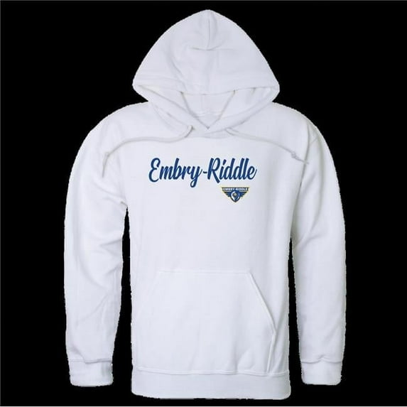 Embry-Riddle Aeronautical University Eagles Script Hoodie, White - Small