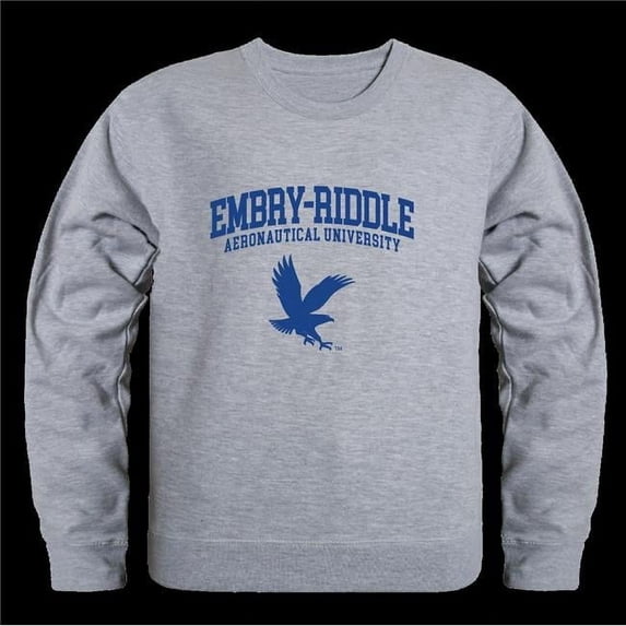 Embry-Riddle Aeronautical University Eagles Seal Crewneck Sweatshirt, Heather Grey - Extra Large