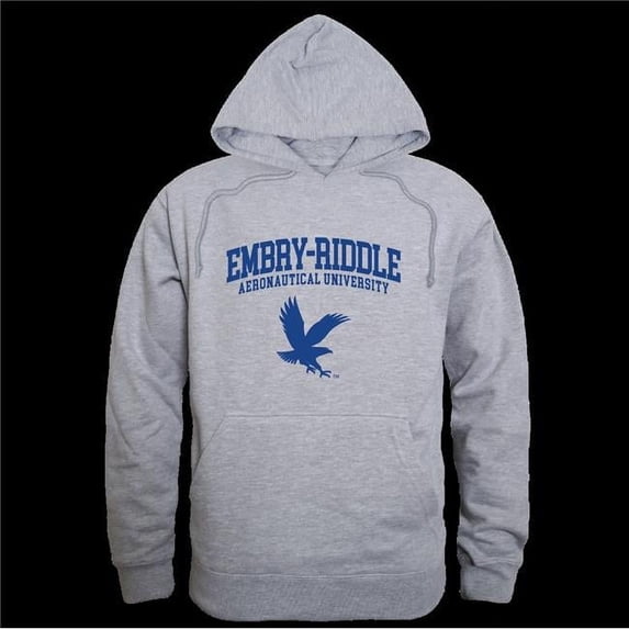 Embry-Riddle Aeronautical University Eagles Seal Hoodie, Heather Grey - Large