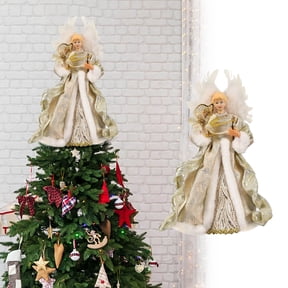 Emdiqzs Angel Tree Topper Christmas Tree Top Ornament Festive Decoration for Holiday Home Display 4 Styles
