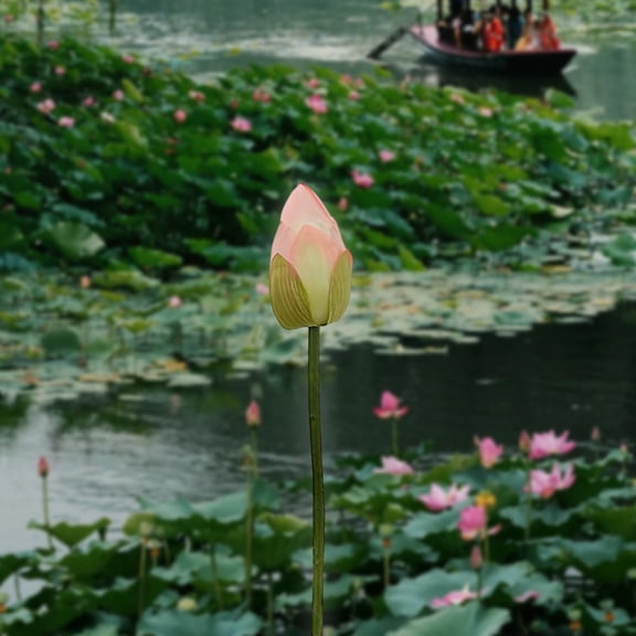 Emdiqzs Artificial Lotus Flowers, Home Decor Spring Refresh Fake Lotus Stems, Faux Silk Lotus Flower Arrangement for Vase, Artificial Floral for Home Wedding Spa, Pink, White, Green