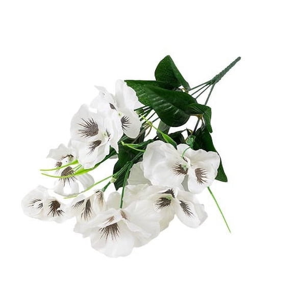 Emdiqzs Artificial Pansy Flowers, White Silk Fake Flower Bush for Home Decor & Wedding Centerpieces, Indoor Table Arrangement