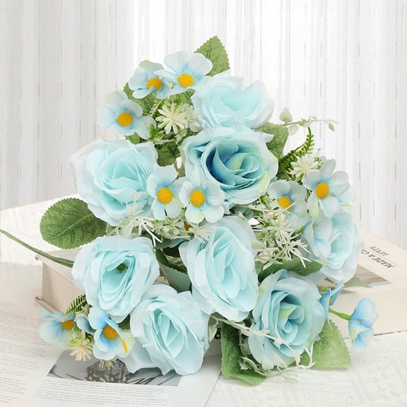 Emdiqzs Artificial Rose Bouquets Multi-color Silk Floral Arrangements for Home Decor Wedding Display