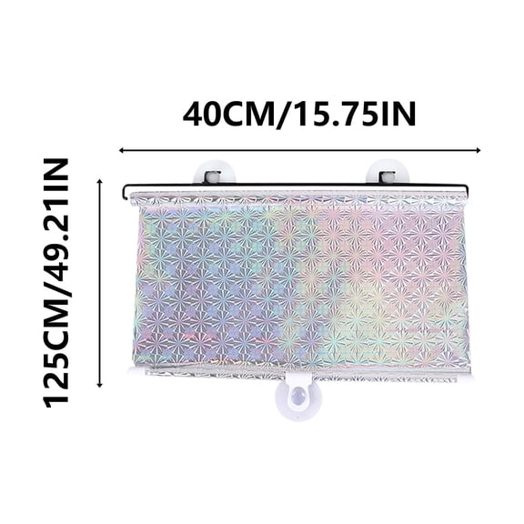 Emdiqzs Car Sun Shade Retractable Sun Shade Laser Reflective Roller Blind UV Blocking Heat Insulation for Car Side Windows Iridescent