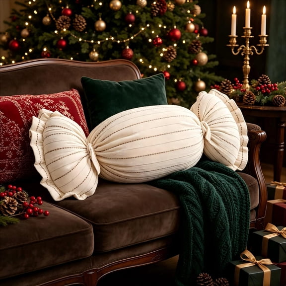 Emdiqzs Christmas Throw Pillow Candy Shape Soft Plush Couch Accent