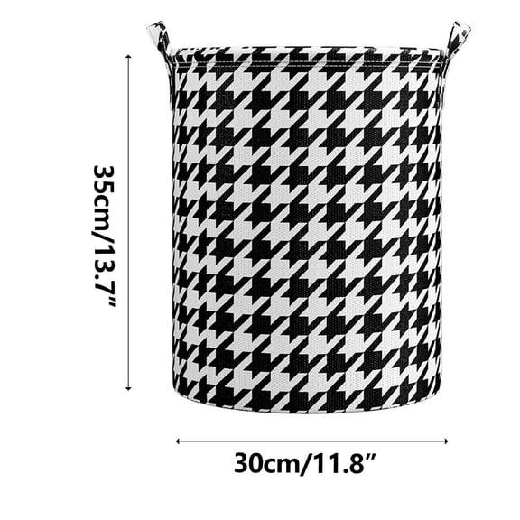Emdiqzs Laundry Basket Collapsible Laundry Hamper, Houndstooth Pattern Waterproof Clothes Hamper, For Laundry Room Bathroom Storage, Black White