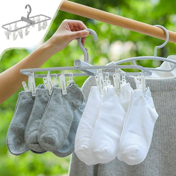 Emdiqzs Multi - clip Hanger, Space - Saving, Foldable, for Socks and Small Items, Gray
