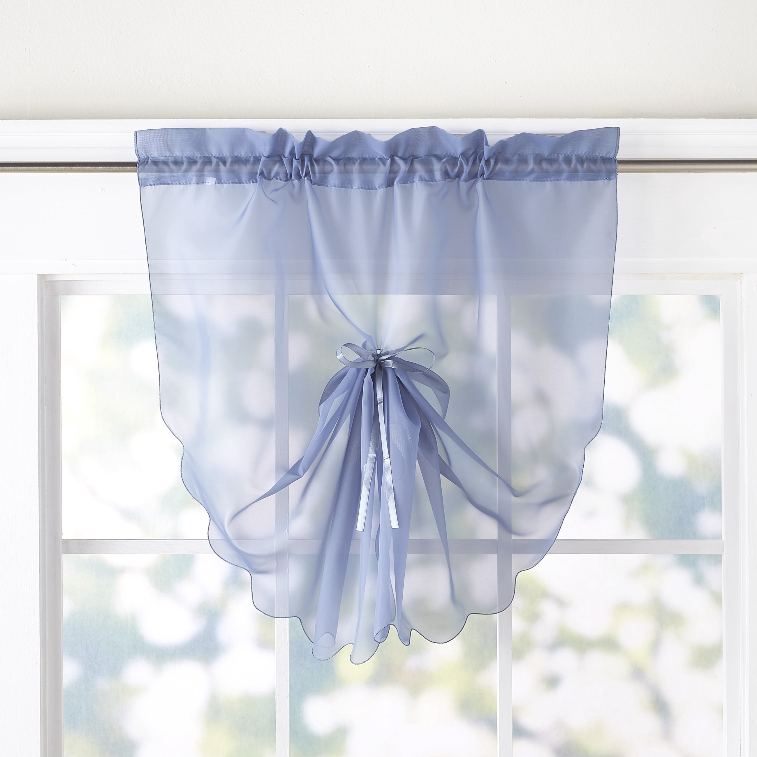Emelia Voile Decorative Window Fan Insert with Rod Pocket - Blue ...