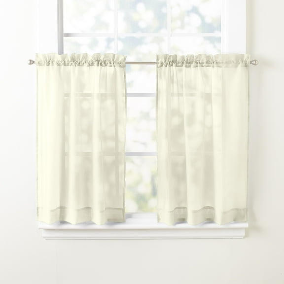 Emelia sheer Ecru 24" kitchen curtain tier