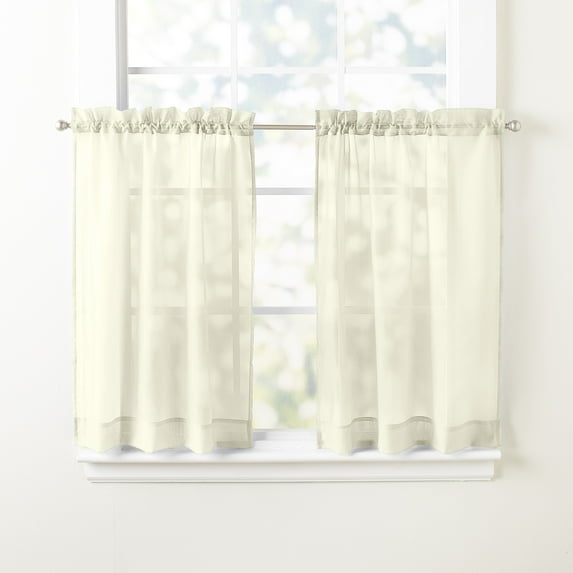 Emelia sheer Ecru 36" kitchen curtain tier
