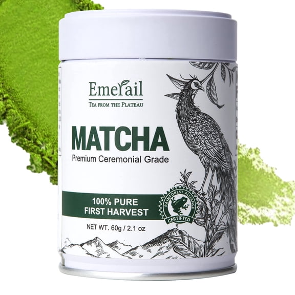 Emerail Ceremonial Grade Matcha Green Tea Powder, Premium First Harvest Unsweetened, 100% Pure Matcha for Lattes, Smoothies, and Baking 2.1oz