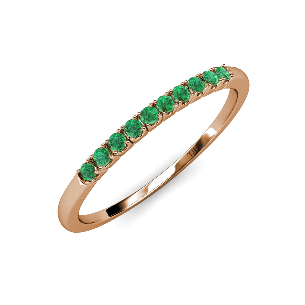 Emerald 10 Stone Wedding Band in 14K Rose Gold - Walmart.com