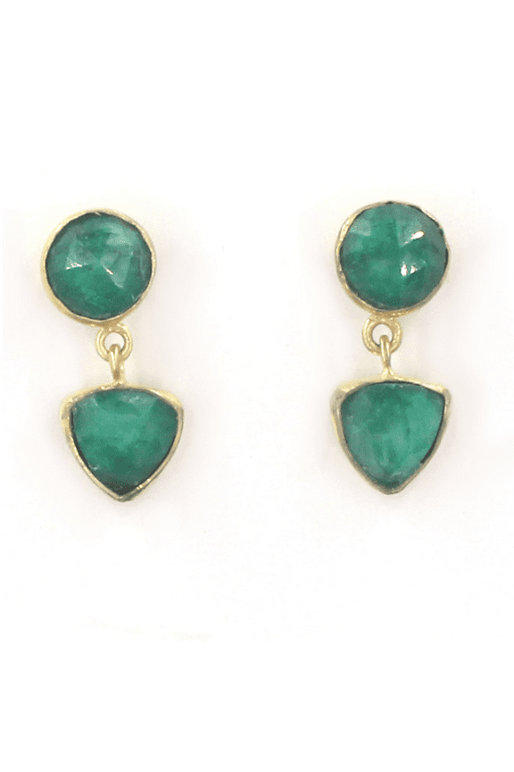 18k Gold-Plated Green Emerald Earrings