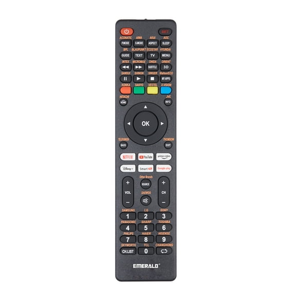 Emerald 3 Device Universal TV Remote Control in Black