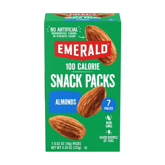 Emerald Nuts Whole Almonds, 100-Calorie Individual Packs 7CT, 4.34 oz
