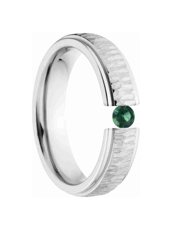 Emerald 5mm Stainless Steel Custom Tension Set Ring