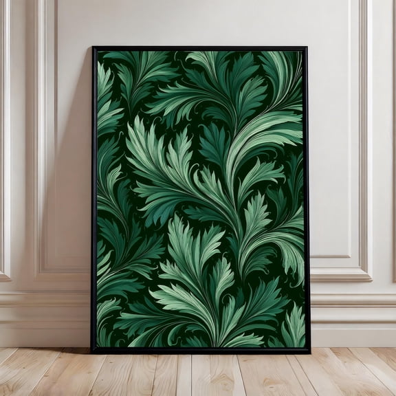 Emerald Acanthus Wall Art Print Dark Green Decor