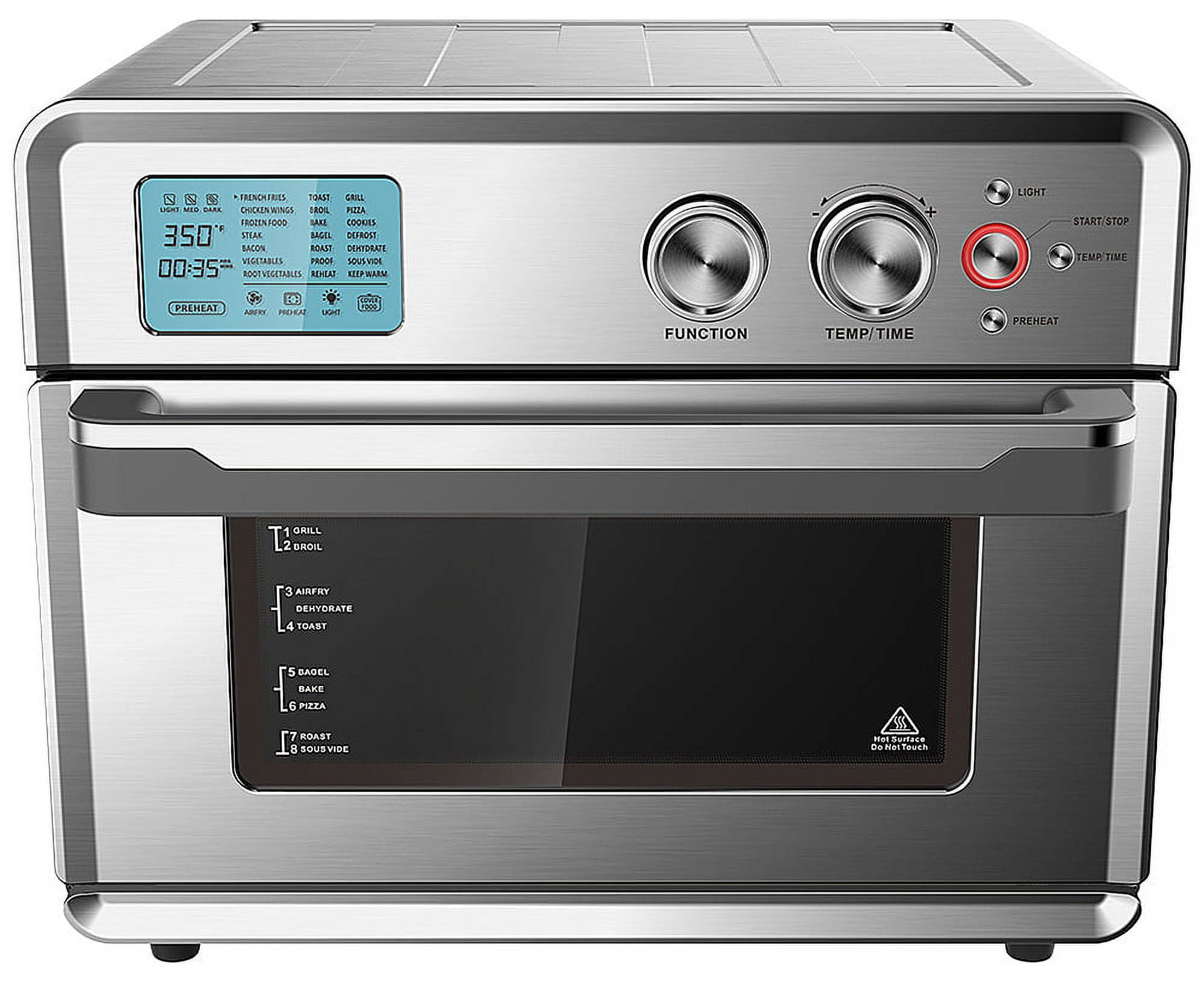 Emerald 26 Quart Silver Digital All in One Countertop Oven - 1800 Watts, 3 Tray Accessories with Large Visible Window (SM-AIR-1899)