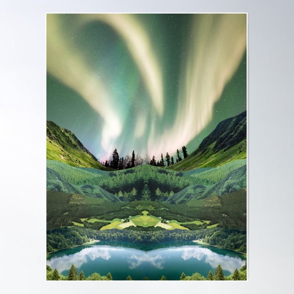 Emerald Aurora Poster Wall Art, Modern Wall Decor For Living Room Bedroom, 16x24 UNFRAMED