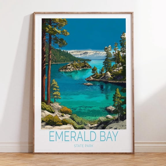 Emerald Bay California Alpine Nature Print, Unframed Paper Print Size 12x18