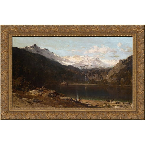 Emerald Bay, Lake Tahoe 24x16 Gold Ornate Wood Framed Canvas Art by Thomas Hill