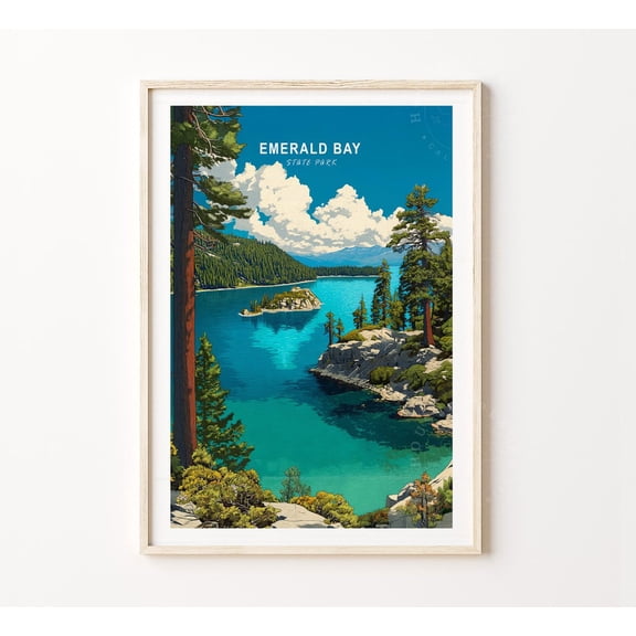 Emerald Bay State Park Lake Tahoe California Coastal Wall Art, Unframed Paper Poster 8x10in