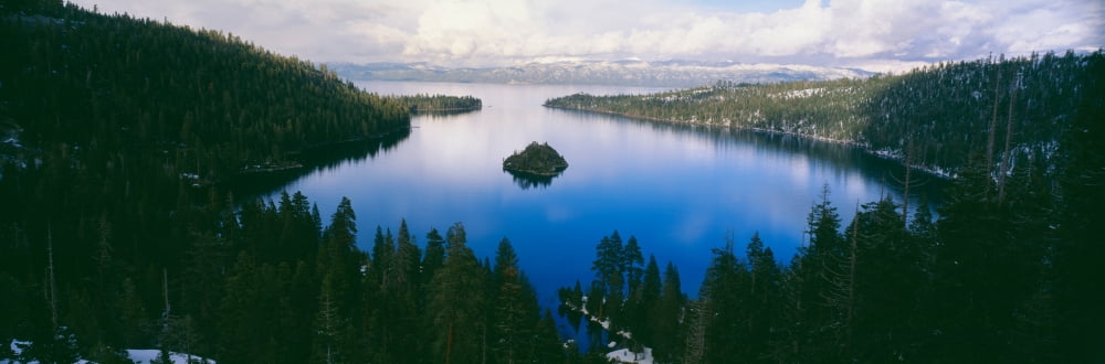 Emerald Bay at Lake Tahoe in winter California Canvas Art - Panoramic Images (27 x 9)