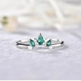 thumbnail image 1 of Emerald CZ Diamond Stackable Matching Band Curved Chevron Engagement Ring Promise Ring 925 Sterling Silver Gemstone Jewelry For Women Gift, 1 of 5