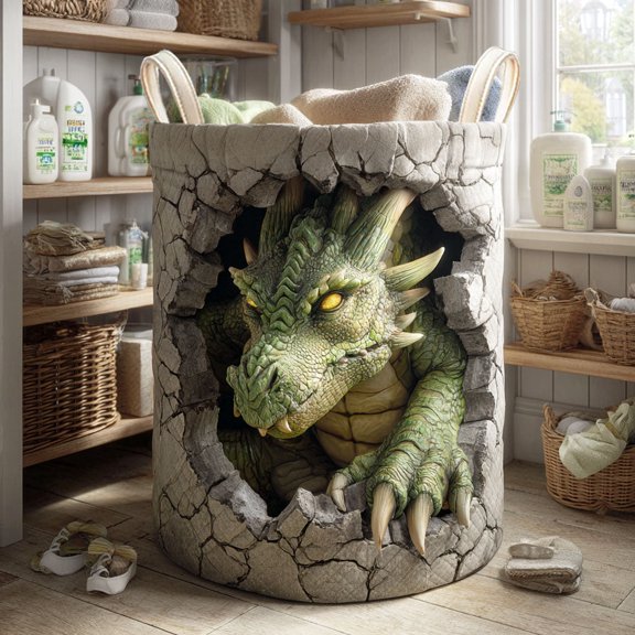 Emerald Claw Quilted Laundry Basket, with Handles, Foldable Clothes Hamper for Bedroom Storage