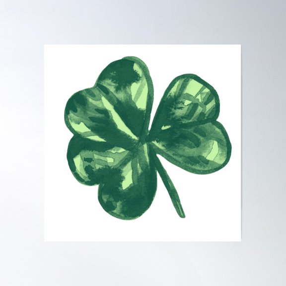 Emerald Clover Poster Wall Art, Modern Wall Decor For Living Room Bedroom, 24x24 UNFRAMED
