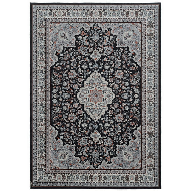 Emerald Collection Black/Cream Rug, Multiple Sizes