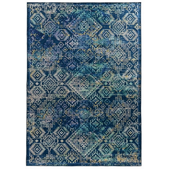 Emerald Collection Navy/Teal Rug, Multiple Sizes