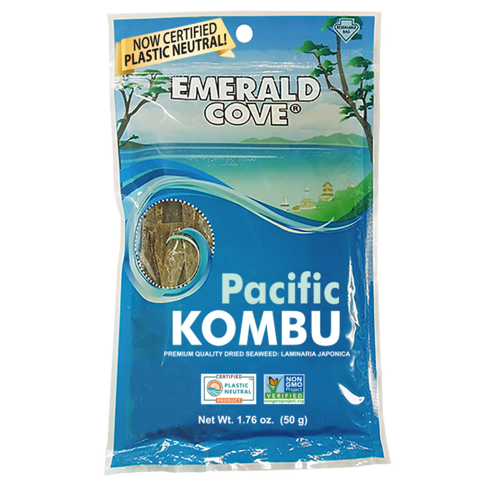 Emerald Cove Pacific Kombu | Dried Seaweed | Kelp | Non-GMO, Vegan, Plastic Neutral | Resealable Bag | 1.76 OZ - image 1 of 7