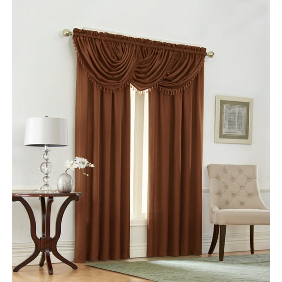 Emerald Crepe Heavy Textured 5 Piece Complete Window Curtain Set By GoodGram® - Terracotta