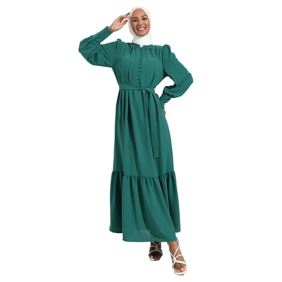 Emerald - Crew neck - Unlined - Modest Dress - Refka