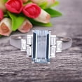 thumbnail image 1 of Emerald Cut 1.25 Carat Aquamarine Engagement Ring Anniversary Gift in 10k White Gold, 1 of 5