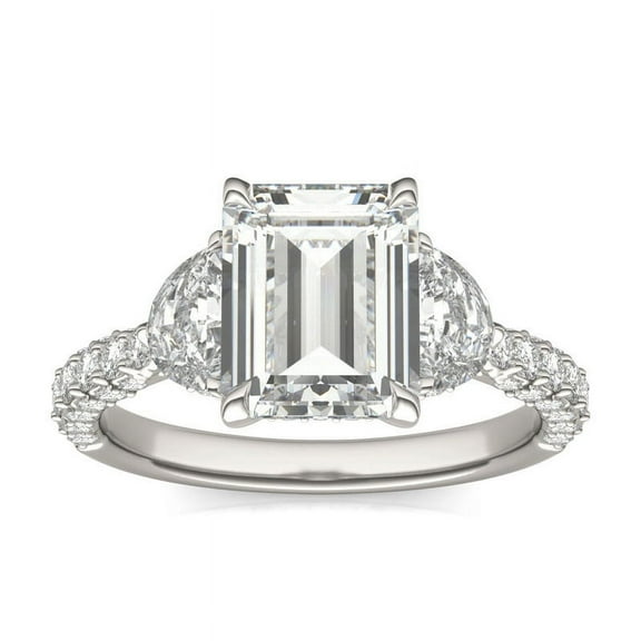Emerald Cut 1.5 Ct Lab Created Moissanite Ring Engagement Ring in 14K White/Yellow/Rose Gold Three Diamond Ring Set