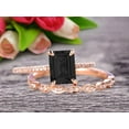 thumbnail image 1 of Emerald Cut 2 Carat Black Diamond Moissanite Engagement Ring On 10k Rose Gold Wedding Set Bridal Set Art Deco Gift For Her, 1 of 5