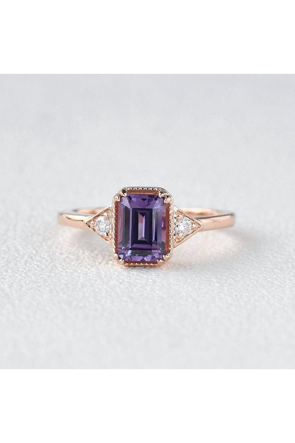 Emerald Cut Amethyst Geometric Ring,Yellow Gold Amethyst Ring,Emerald Cut Amethyst Ring,Amethyst Ring,Large Amethyst Ring,Amethyst Ring