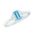 thumbnail image 1 of Rosec Jewels Aquamarine Emerald Cut Engagement Ring for Women - AAA Quality - Natural Aquamarine Diamond Ring - with Jewelry Box, 10K White Gold, US 5.50, 1 of 9