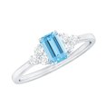 thumbnail image 1 of Rosec Jewels Aquamarine Emerald Cut Engagement Ring for Women - AAA Quality - Natural Aquamarine Diamond Ring - with Jewelry Box, 925 Sterling Silver, US 12.50, 1 of 9