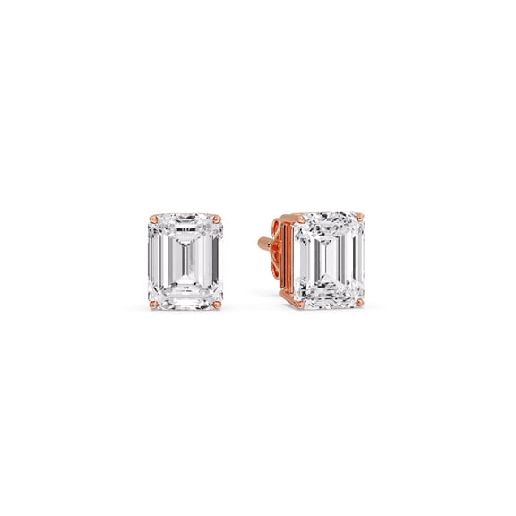 Emerald Cut Basket Stud Earring One Carat Diamond - Fascinating Diamonds