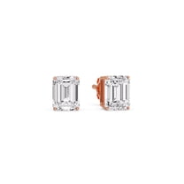 Emerald Cut Basket Stud Earring One Carat Diamond - Fascinating Diamonds