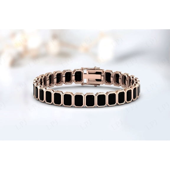 Emerald Cut Black Onyx Bracelet For Women ,Silver,Wedding,engagement,summer gift