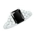 thumbnail image 1 of Rosec Jewels Emerald Cut Black Onyx Ring with Diamond for Women - 6X8 mm, AAA Grade, 10K White Gold, US 3.50, 1 of 8