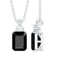 thumbnail image 1 of Rosec Jewels Emerald Cut Black Onyx Solitaire Pendant Necklace with Moissanite (6X8 mm), 10K White Gold, 1 of 8